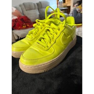 Nike Air Force 1 Low Volt Neon Yellow Patent Leather Sneakers AO2286-700 Size 7Y